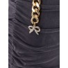 Mini dress with drapery and metal belt