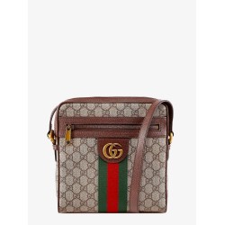 Gg supreme fabric and leather shoulder bag with iconic web band
