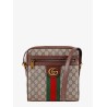 Gg supreme fabric and leather shoulder bag with iconic web band