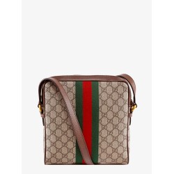 Gg supreme fabric and leather shoulder bag with iconic web band