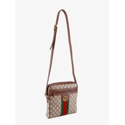 Gg supreme fabric and leather shoulder bag with iconic web band
