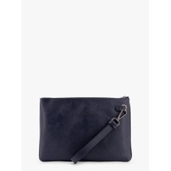 Leather clutch with frontal logo