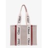 Linen shoulder bag with logo print.this bag is made with lower environmental impact material