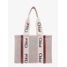 Linen shoulder bag with logo print.this bag is made with lower environmental impact material