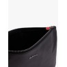 Leather clutch with frontal logo