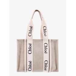 Linen shoulder bag with logo print.this bag is made with lower environmental impact material