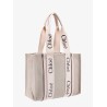 Linen shoulder bag with logo print.this bag is made with lower environmental impact material