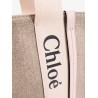 Linen shoulder bag with logo print.this bag is made with lower environmental impact material