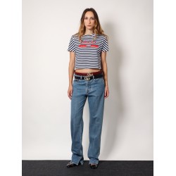 Cotton jeans with rossa ancora back logo patch