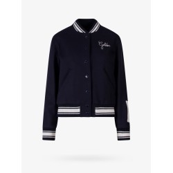 Wool blend bomber with embroidered logo