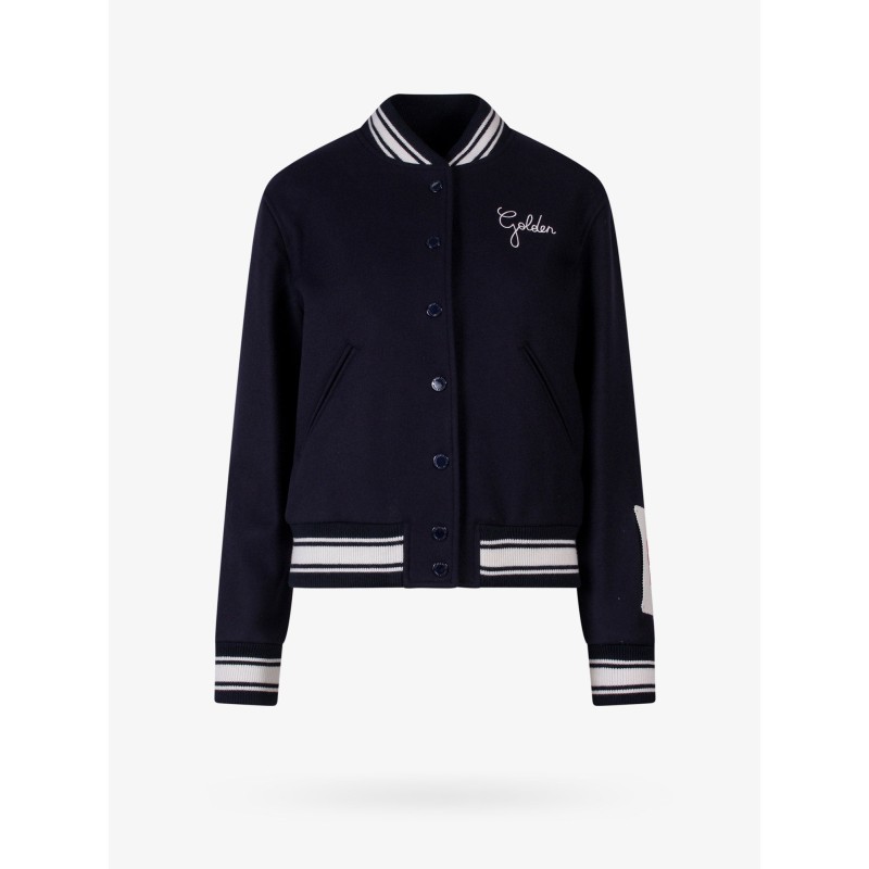 Wool blend bomber with embroidered logo