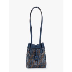 Convertible bucket bag in velvet with all-over ff logo