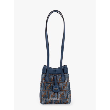 Convertible bucket bag in velvet with all-over ff logo
