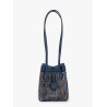 Convertible bucket bag in velvet with all-over ff logo