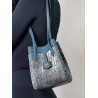 Convertible bucket bag in velvet with all-over ff logo