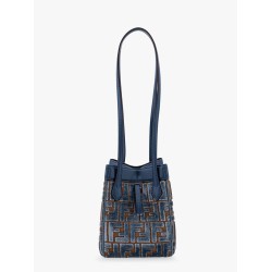 Convertible bucket bag in velvet with all-over ff logo