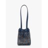 Convertible bucket bag in velvet with all-over ff logo