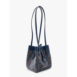 Convertible bucket bag in velvet with all-over ff logo