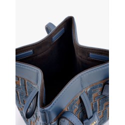 Convertible bucket bag in velvet with all-over ff logo