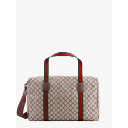 Gg supreme fabric and leather duffle bag with web detail
