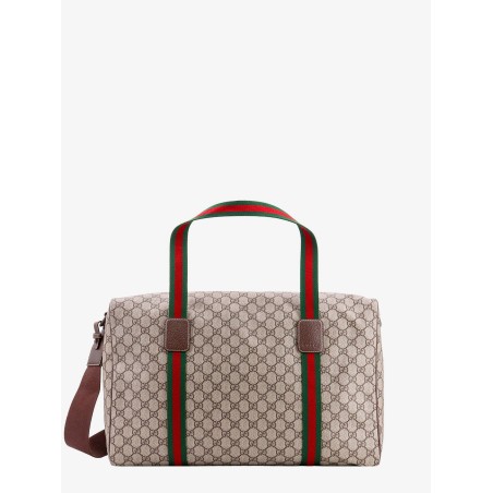 Gg supreme fabric and leather duffle bag with web detail