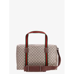 Gg supreme fabric and leather duffle bag with web detail