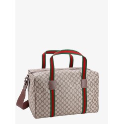 Gg supreme fabric and leather duffle bag with web detail