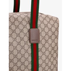 Gg supreme fabric and leather duffle bag with web detail