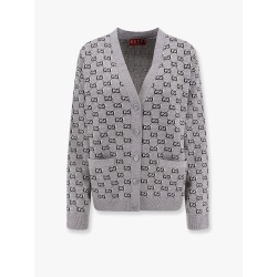 Wool blend cardigan with all-over gg motif