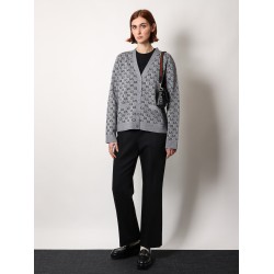 Wool blend cardigan with all-over gg motif