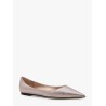 Laminated leather ballerinas with rhinestones