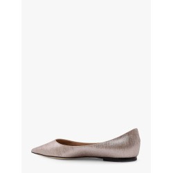 Laminated leather ballerinas with rhinestones