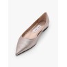 Laminated leather ballerinas with rhinestones