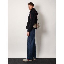 Gg supreme fabric and leather shoulder bag with iconic web band