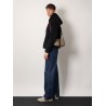 Gg supreme fabric and leather shoulder bag with iconic web band