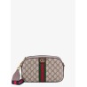 Gg supreme fabric and leather shoulder bag with iconic web band