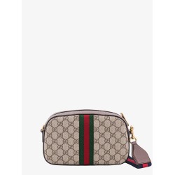 Gg supreme fabric and leather shoulder bag with iconic web band