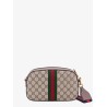 Gg supreme fabric and leather shoulder bag with iconic web band
