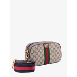 Gg supreme fabric and leather shoulder bag with iconic web band