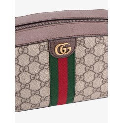 Gg supreme fabric and leather shoulder bag with iconic web band