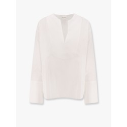 Cotton striped shirt with rounded collar
