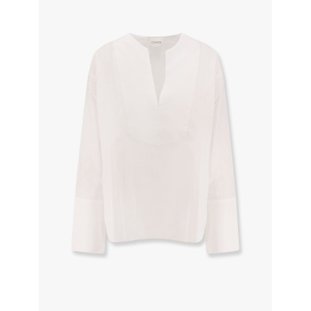 Cotton striped shirt with rounded collar