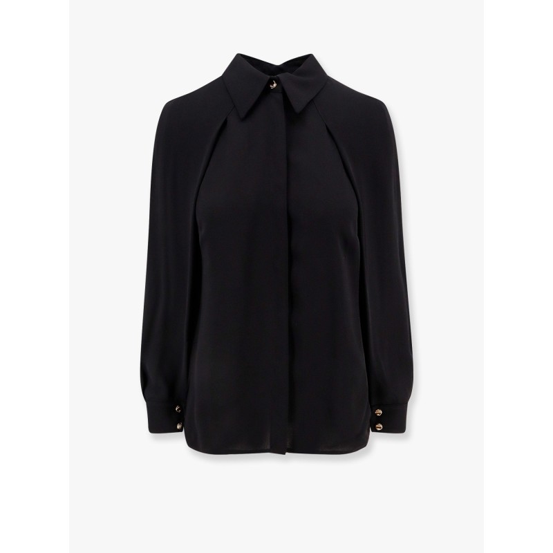 Viscose shirt with gold metal button