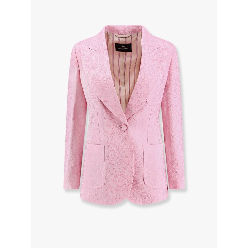 Jacquard silk blend blazer with embroidery