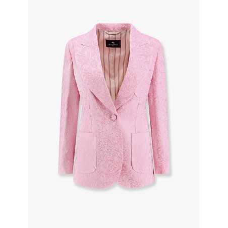 Jacquard silk blend blazer with embroidery