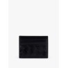 Leather card holder with woven pattern