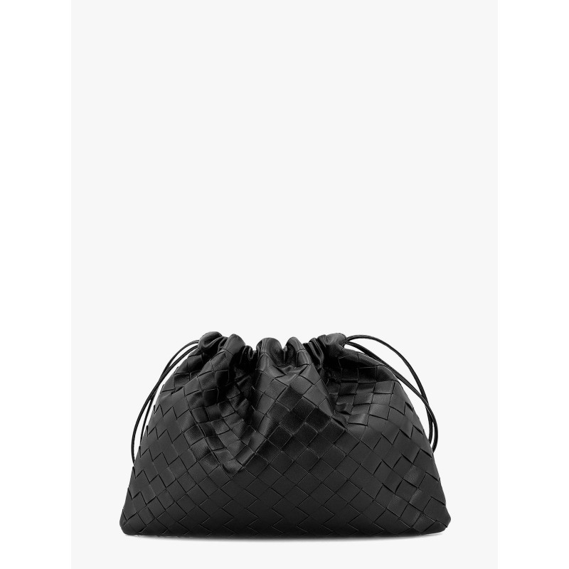 Leather clutch with intrecciato motif