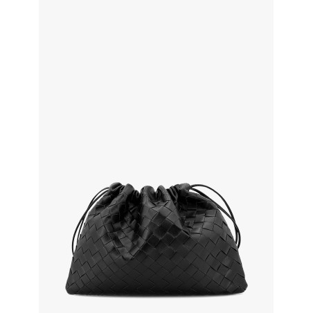 Leather clutch with intrecciato motif