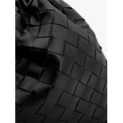Leather clutch with intrecciato motif