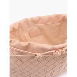 Leather clutch with intrecciato motif